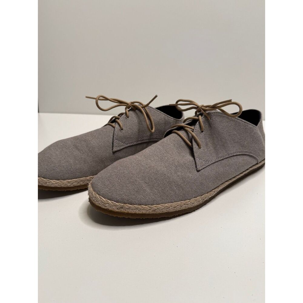 Patara Men’s 13 Gray Canvas Espadrille Oxford Shoes Lace Up Cork Insole Casual